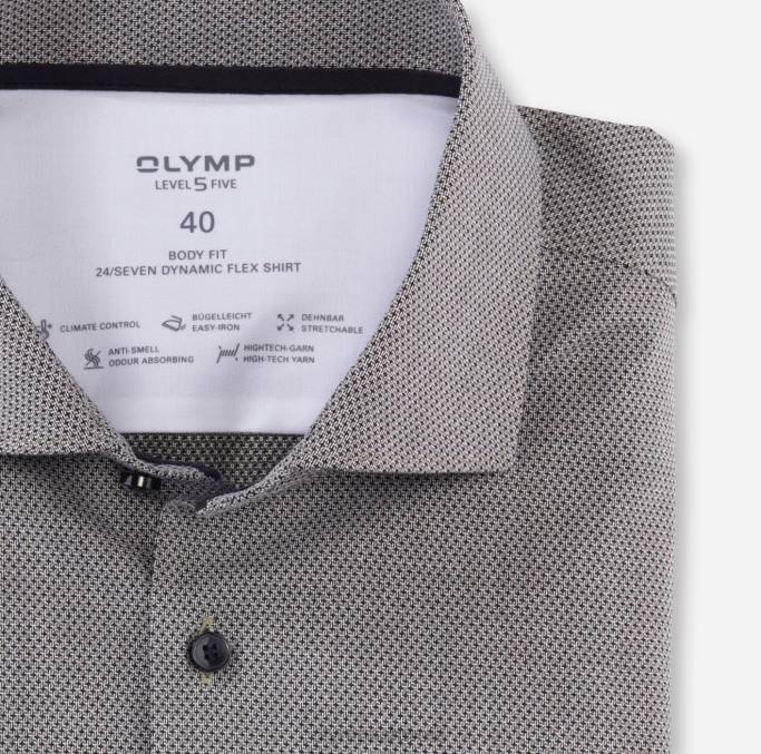 OLYMP Level Five 24/Seven Body Fit, Businesshemd, Kent, Oliv LBD8534 Kleidung
