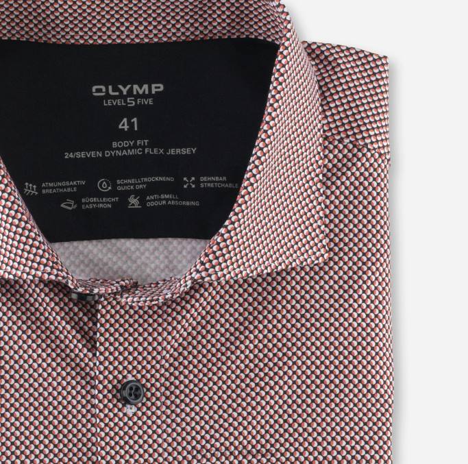 OLYMP Level Five 24/Seven Body Fit, Businesshemd, Kent, Rot-Orange LBD8627 Kleidung