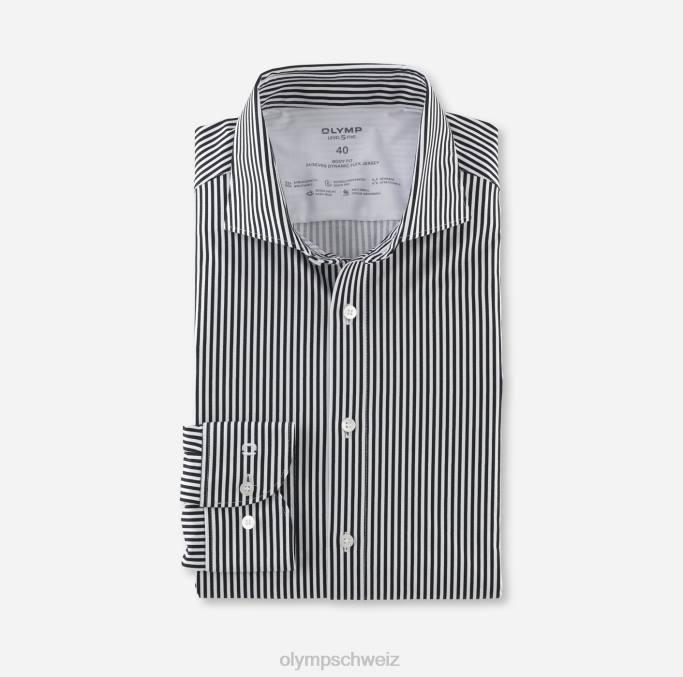 OLYMP Level Five 24/Seven Body Fit, Businesshemd, Kent, Schwarz LBD8508 Kleidung