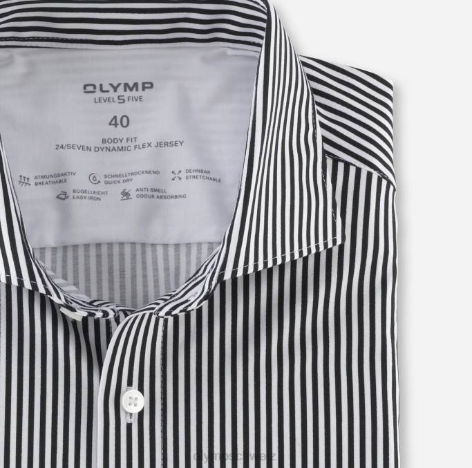 OLYMP Level Five 24/Seven Body Fit, Businesshemd, Kent, Schwarz LBD8508 Kleidung