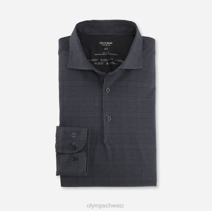 OLYMP Level Five 24/Seven Body Fit, Businesshemd, Kent, Schwarz LBD8762 Kleidung