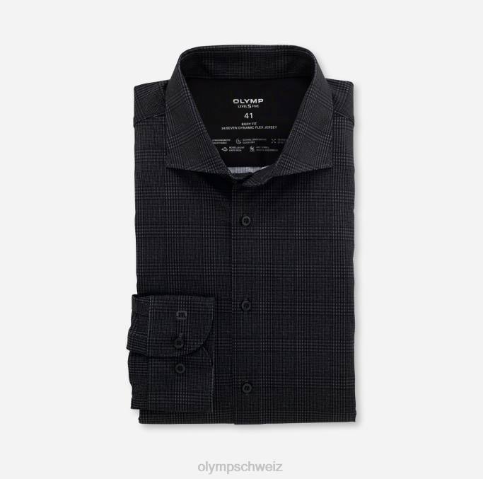 OLYMP Level Five 24/Seven Body Fit, Businesshemd, Kent, Schwarz LBD8789 Kleidung