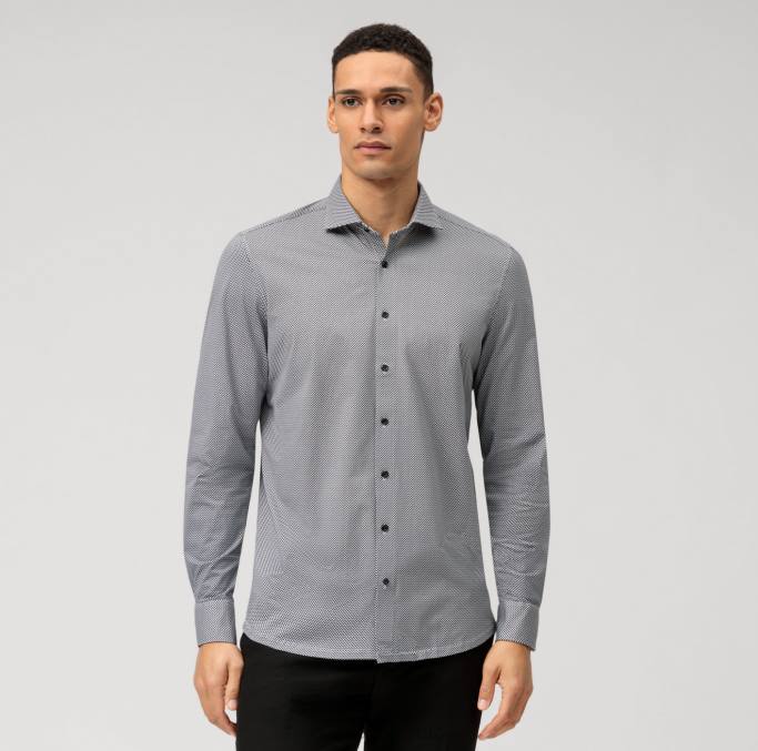 OLYMP Level Five 24/Seven Body Fit, Businesshemd, Kent, Schwarz LBD8790 Kleidung