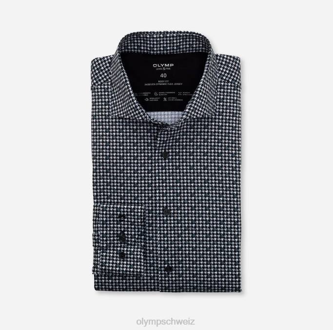 OLYMP Level Five 24/Seven Body Fit, Businesshemd, Kent, Schwarz LBD8815 Kleidung