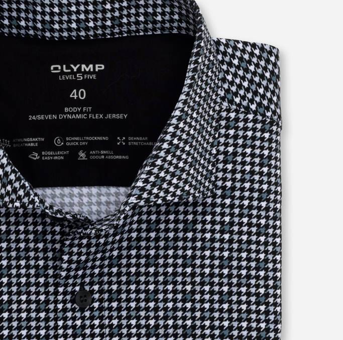 OLYMP Level Five 24/Seven Body Fit, Businesshemd, Kent, Schwarz LBD8815 Kleidung