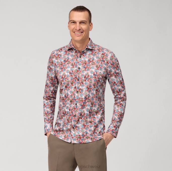 OLYMP Level Five 24/Seven Body Fit, Businesshemd, Kent, rot LBD8521 Kleidung