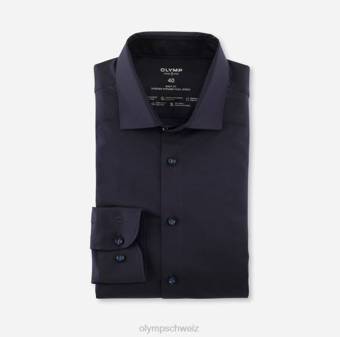 OLYMP Level Five 24/Seven Body Fit, Businesshemd, Langarm extra lang, New York Kent, Marine LBD8860 Kleidung