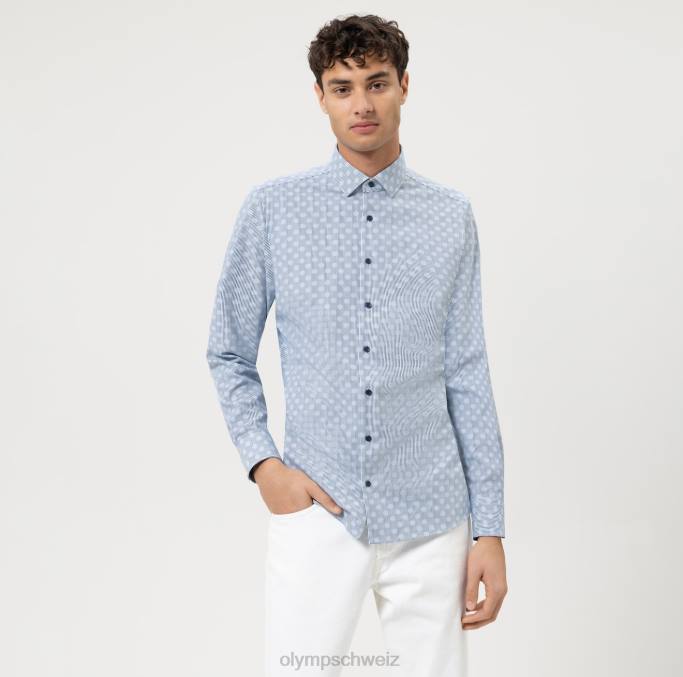 OLYMP Level Five 24/Seven Body Fit, Businesshemd, Modern Kent, Blau LBD8633 Kleidung
