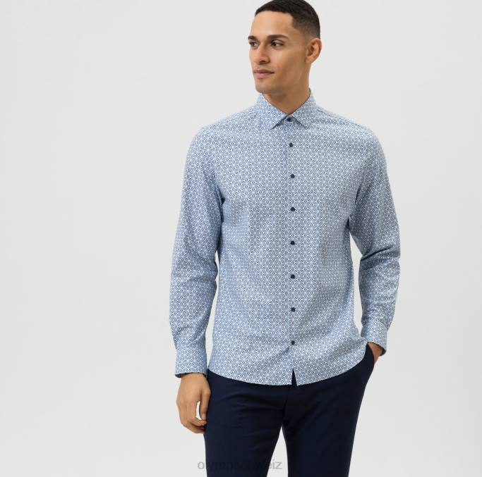 OLYMP Level Five 24/Seven Body Fit, Businesshemd, Modern Kent, Blau LBD8736 Kleidung