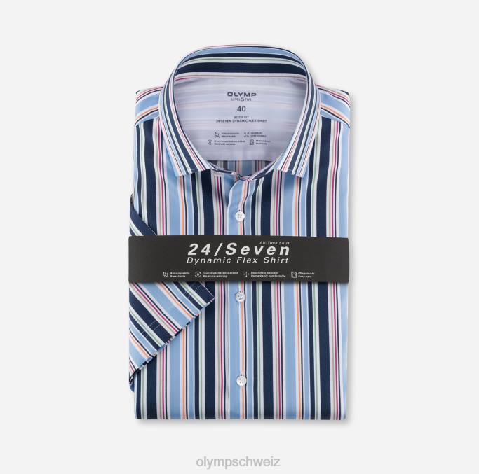 OLYMP Level Five 24/Seven Body Fit, Businesshemd, Modern Kent, Blau LBD8825 Kleidung