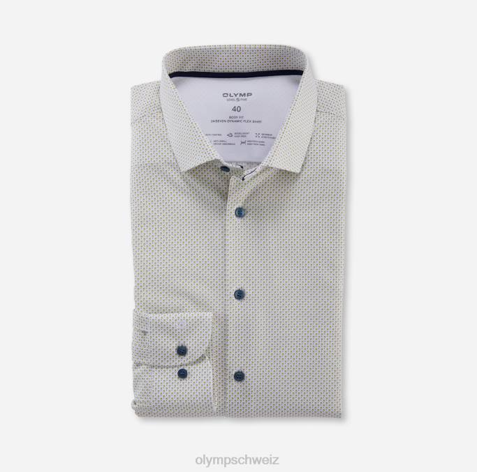 OLYMP Level Five 24/Seven Body Fit, Businesshemd, Modern Kent, Limette LBD8546 Kleidung