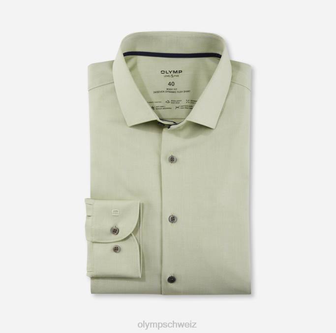 OLYMP Level Five 24/Seven Body Fit, Businesshemd, Modern Kent, Limette LBD8630 Kleidung