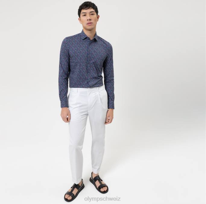 OLYMP Level Five 24/Seven Body Fit, Businesshemd, Modern Kent, Marine LBD8517 Kleidung