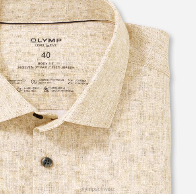 OLYMP Level Five 24/Seven Body Fit, Businesshemd, Modern Kent, Messing LBD8658 Kleidung