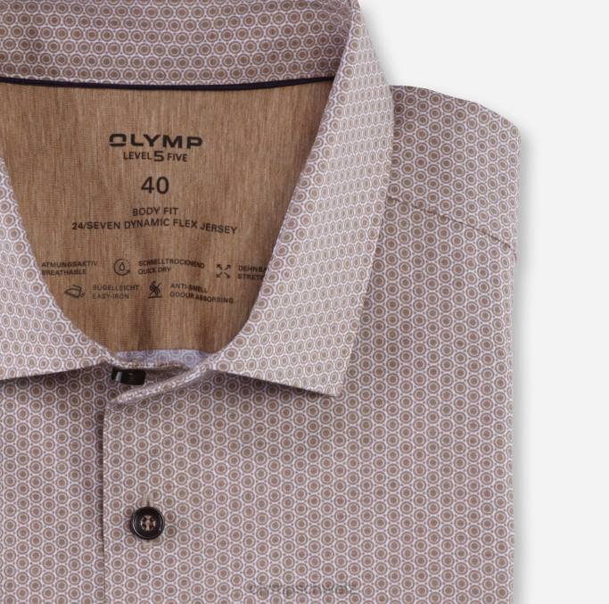 OLYMP Level Five 24/Seven Body Fit, Businesshemd, Modern Kent, Natur LBD8415 Kleidung