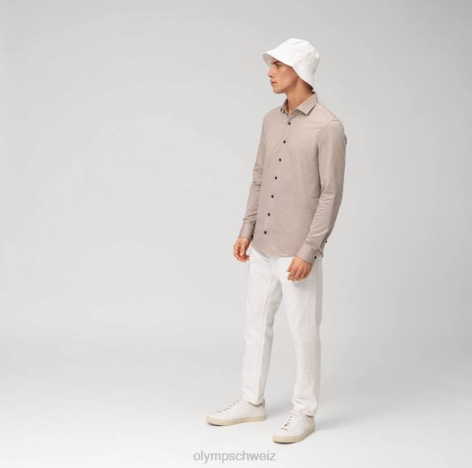 OLYMP Level Five 24/Seven Body Fit, Businesshemd, Modern Kent, Natur LBD8742 Kleidung
