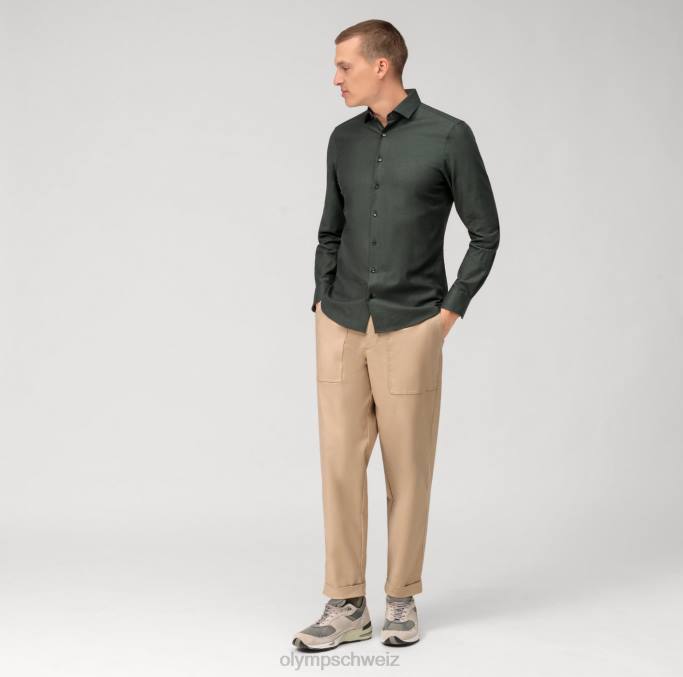 OLYMP Level Five 24/Seven Body Fit, Businesshemd, Modern Kent, Oliv LBD8396 Kleidung