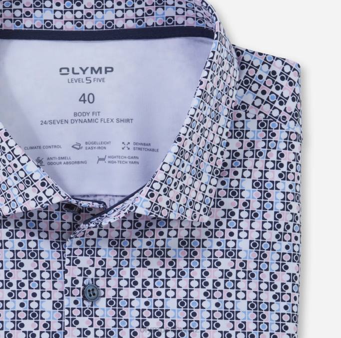 OLYMP Level Five 24/Seven Body Fit, Businesshemd, Modern Kent, Rose LBD8561 Kleidung