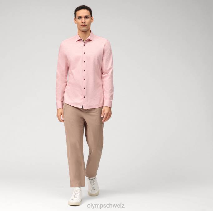 OLYMP Level Five 24/Seven Body Fit, Businesshemd, Modern Kent, Rot LBD8466 Kleidung