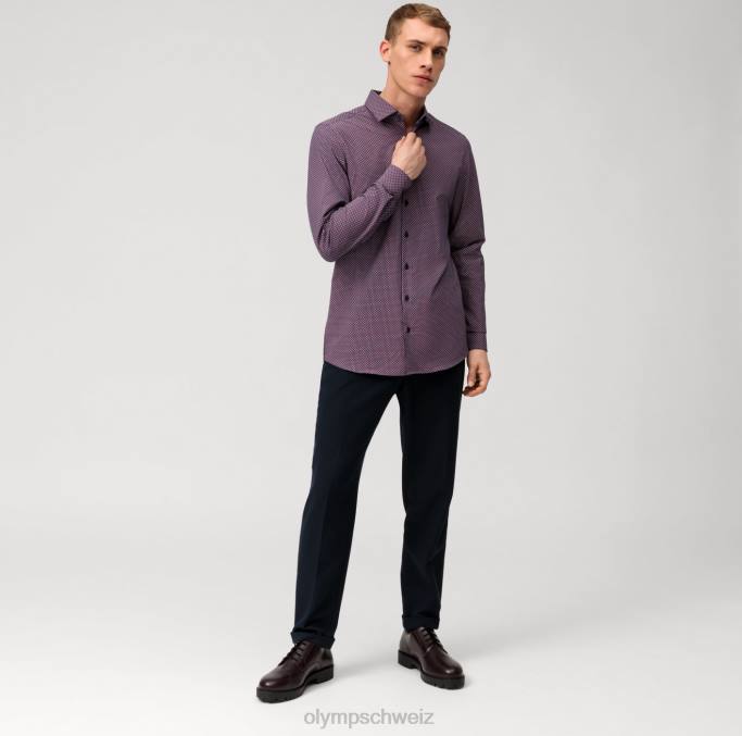 OLYMP Level Five 24/Seven Body Fit, Businesshemd, Modern Kent, Rot LBD8492 Kleidung