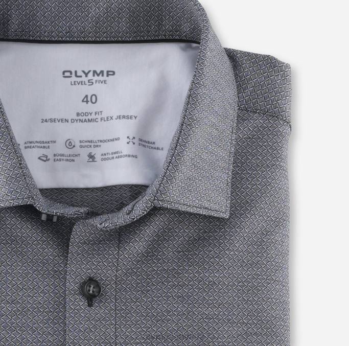 OLYMP Level Five 24/Seven Body Fit, Businesshemd, Modern Kent, Schwarz LBD8725 Kleidung