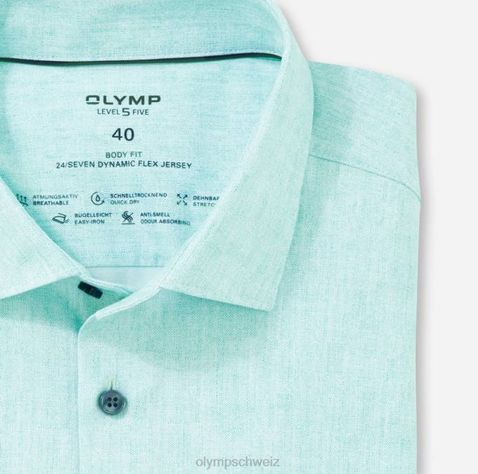 OLYMP Level Five 24/Seven Body Fit, Businesshemd, Modern Kent, Smaragd LBD8653 Kleidung