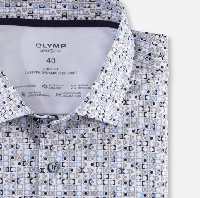 OLYMP Level Five 24/Seven Body Fit, Businesshemd, Modern Kent, Taupe LBD8671 Kleidung