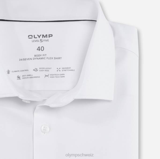 OLYMP Level Five 24/Seven Body Fit, Businesshemd, Modern Kent, Weiß LBD8461 Kleidung