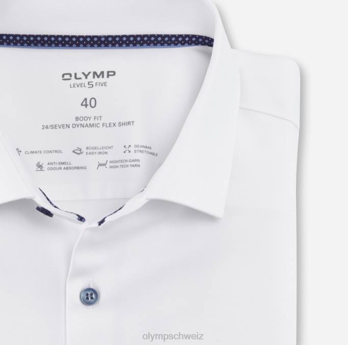 OLYMP Level Five 24/Seven Body Fit, Businesshemd, Modern Kent, Weiß LBD8567 Kleidung