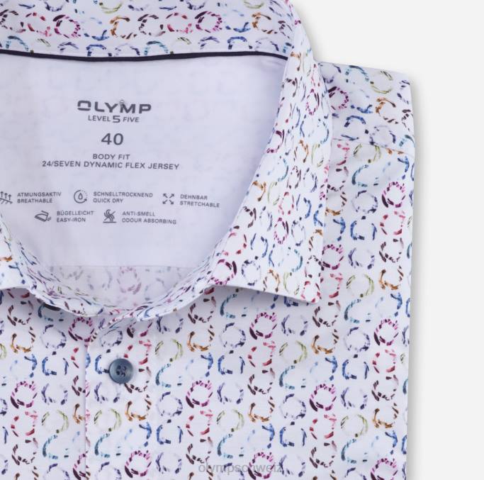 OLYMP Level Five 24/Seven Body Fit, Businesshemd, Modern Kent, Weiß LBD8710 Kleidung