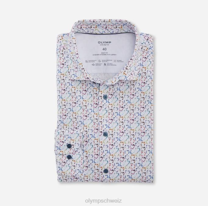 OLYMP Level Five 24/Seven Body Fit, Businesshemd, Modern Kent, Weiß LBD8752 Kleidung