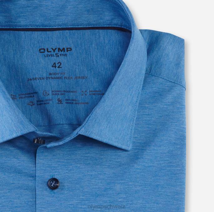 OLYMP Level Five 24/Seven Body Fit, Businesshemd, New York Kent, Blau LBD8695 Kleidung