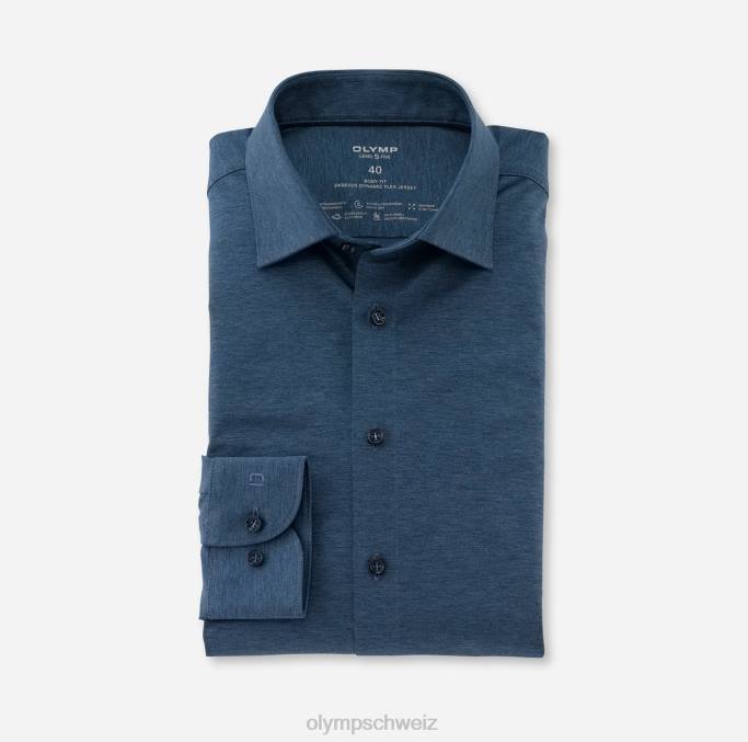 OLYMP Level Five 24/Seven Body Fit, Businesshemd, New York Kent, Rauchblau LBD8394 Kleidung