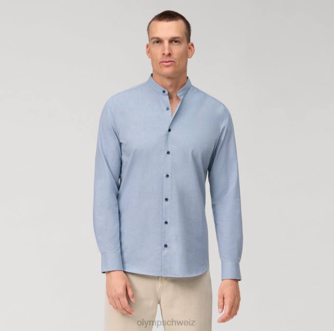 OLYMP Level Five 24/Seven Body Fit, Businesshemd, Stehkragen, Blau LBD8434 Kleidung