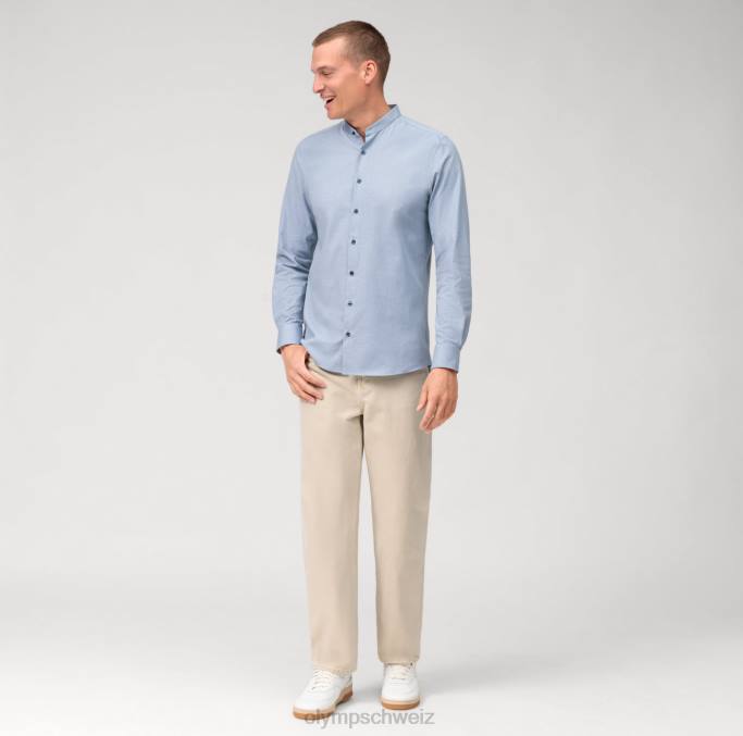 OLYMP Level Five 24/Seven Body Fit, Businesshemd, Stehkragen, Blau LBD8434 Kleidung
