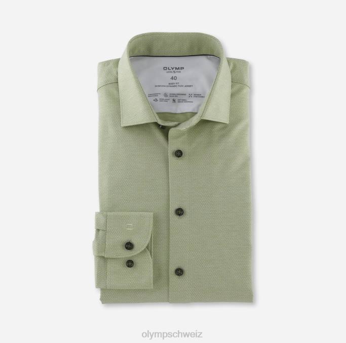 OLYMP Level Five 24/Seven Body Fit, Businesshemd, modernes Kent, Limettengrün LBD8618 Kleidung