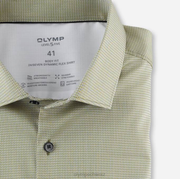 OLYMP Level Five 24/Seven Body Fit, Businesshemd, modernes Kent, Limettengrün LBD8727 Kleidung