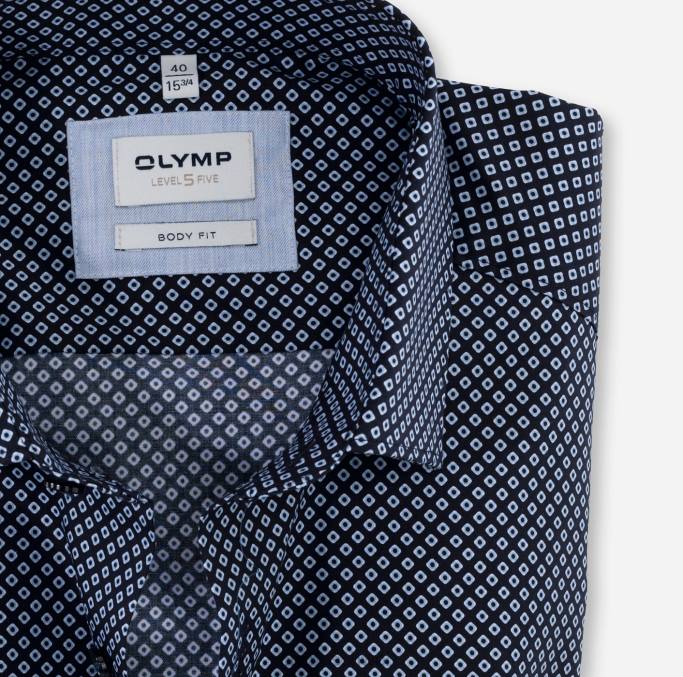 OLYMP Level Five Body Fit, Businesshemd, Langarm extra lang, Modern Kent, Bleu LBD8906 Kleidung