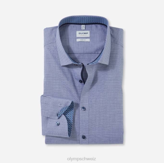 OLYMP Level Five Body Fit, Businesshemd, Langarm extra lang, Modern Kent, Marine LBD8881 Kleidung