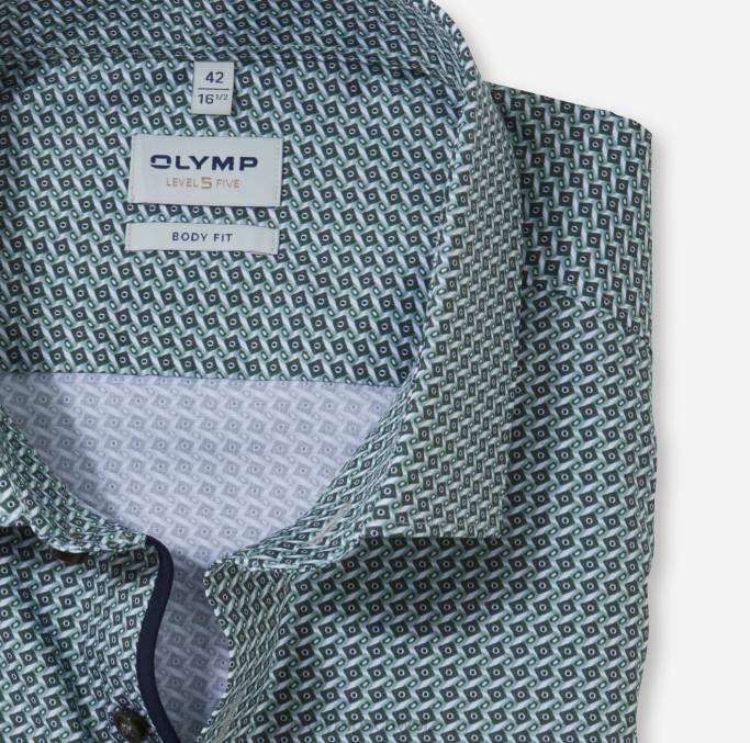 OLYMP Level Five Body Fit, Businesshemd, Langarm extra lang, Modern Kent, Oliv LBD8879 Kleidung