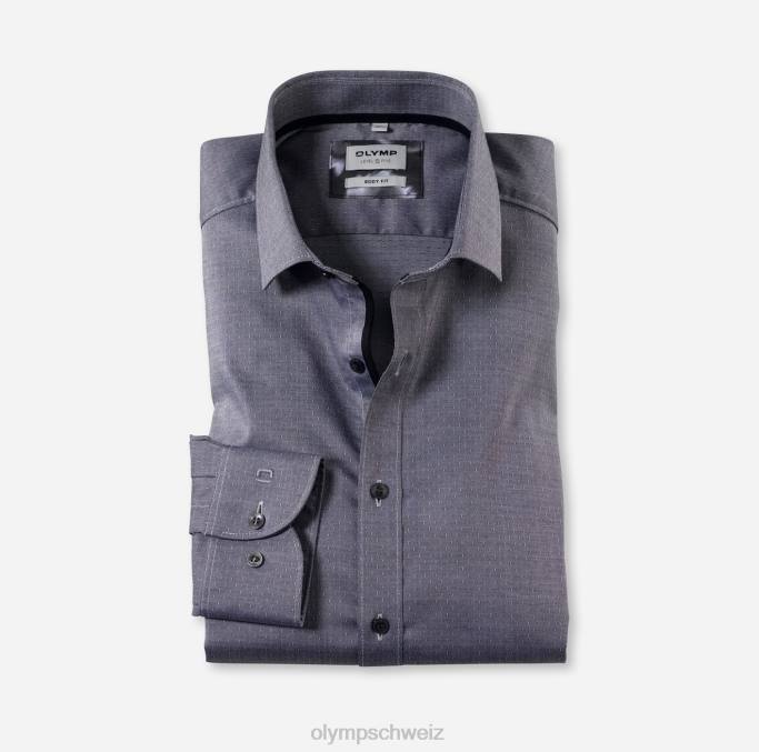 OLYMP Level Five Body Fit, Businesshemd, Langarm extra lang, Modern Kent, Schwarz LBD8894 Kleidung