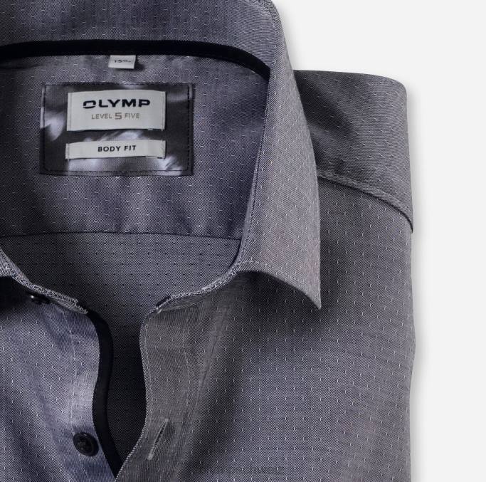 OLYMP Level Five Body Fit, Businesshemd, Langarm extra lang, Modern Kent, Schwarz LBD8894 Kleidung
