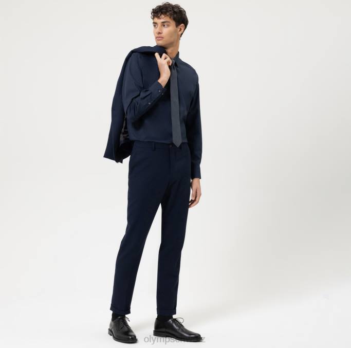 OLYMP Level Five Body Fit, Businesshemd, Langarm extra lang, New York Kent, Marine LBD8913 Kleidung