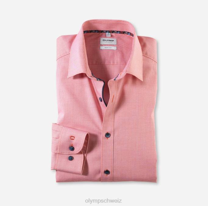 OLYMP Level Five Body Fit, Businesshemd, Langarm extra lang, New York Kent, rot LBD8908 Kleidung