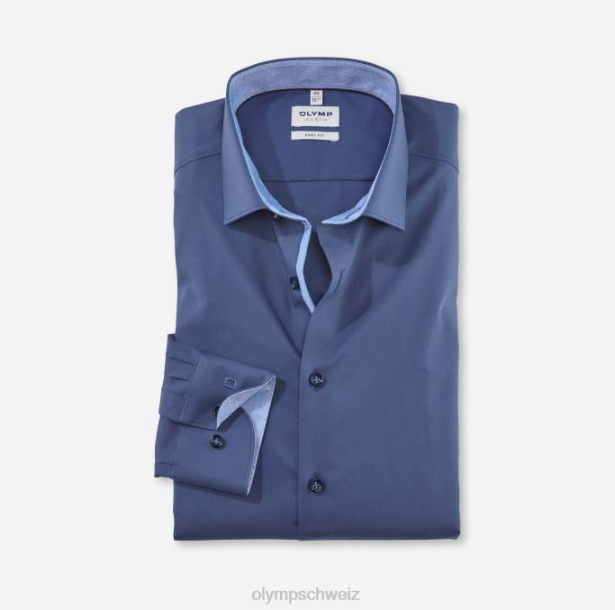 OLYMP Level Five Body Fit, Businesshemd, Langarm extra lang, moderner Kent, rauchblau LBD8896 Kleidung