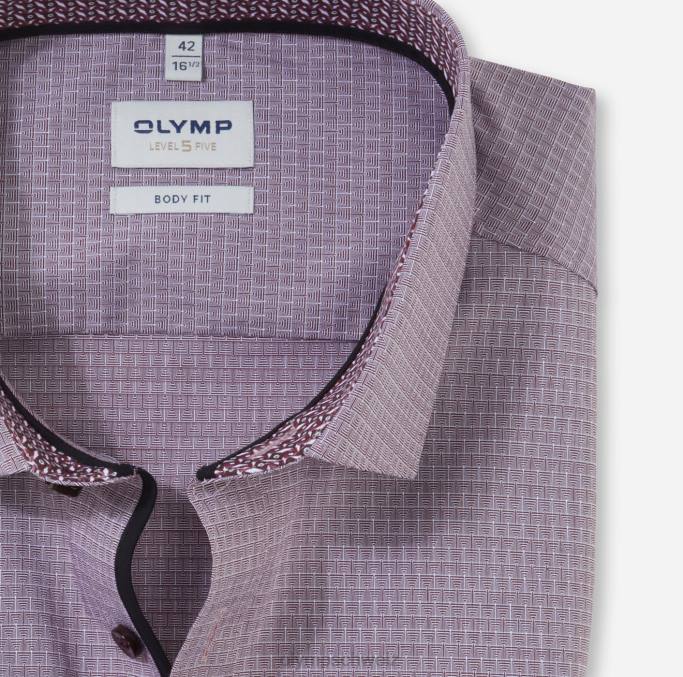 OLYMP Level Five Body Fit, Businesshemd, Modern Kent, Dunkelrot LBD8650 Kleidung