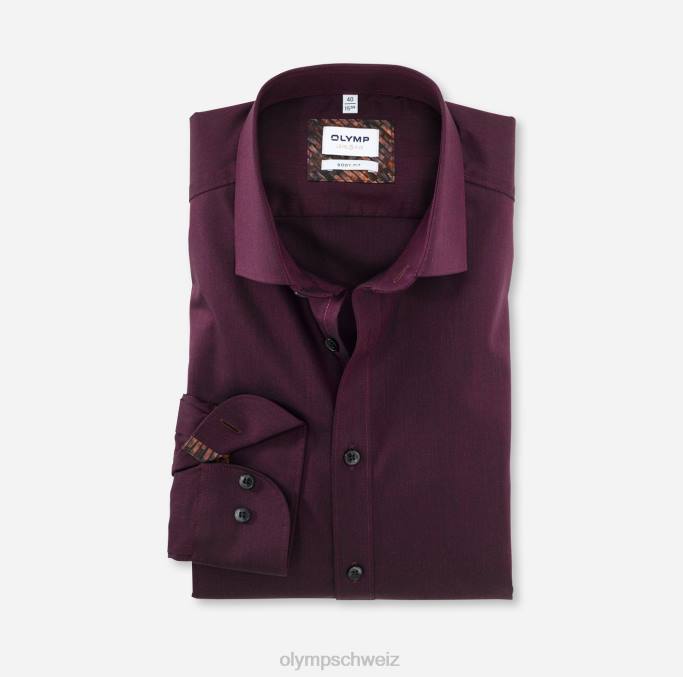OLYMP Level Five Body Fit, Businesshemd, Modern Kent, Granat LBD8799 Kleidung
