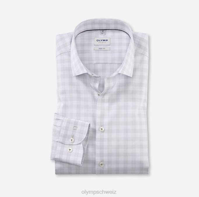 OLYMP Level Five Body Fit, Businesshemd, Modern Kent, Hellgrau LBD8452 Kleidung