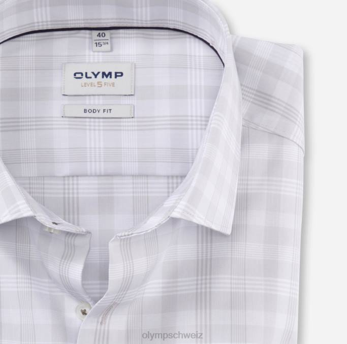 OLYMP Level Five Body Fit, Businesshemd, Modern Kent, Hellgrau LBD8452 Kleidung