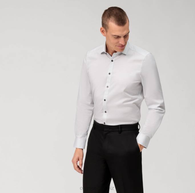OLYMP Level Five Body Fit, Businesshemd, Modern Kent, Hellgrau LBD8526 Kleidung